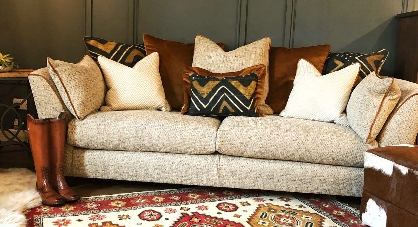 sofa with cushions