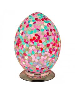 Mosaic Glass Pink Flower Egg Lamp