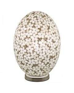 Mosaic Glass White Flower Egg Lamp