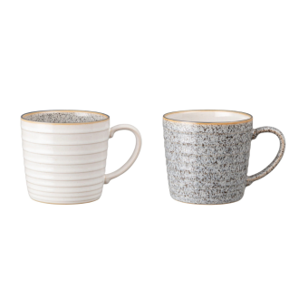 Denby Studio Grey Ridged Mugs - Set of 2