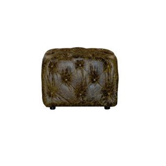 Small Buttoned Stool (Leather)