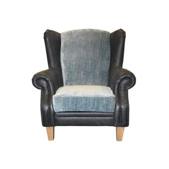 Darcy Leather and Fabric Wing Chair